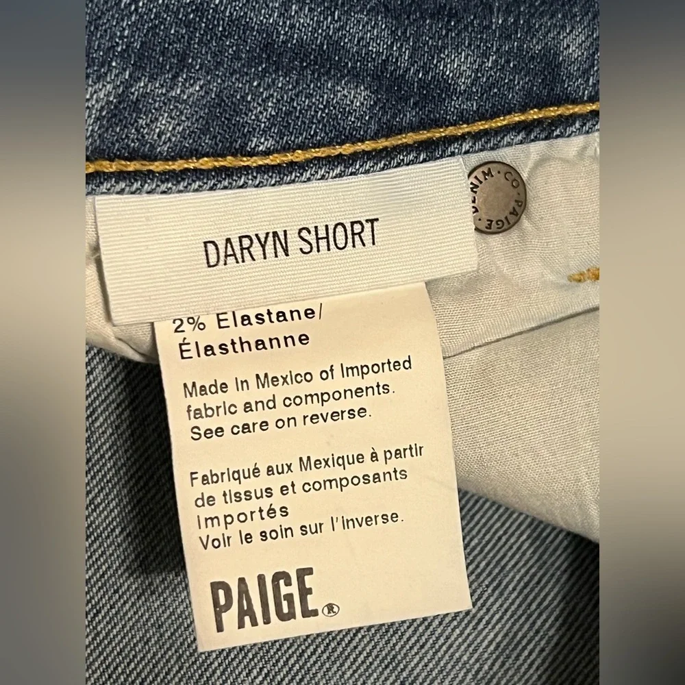 PAIGE Daryn Short Juno Destructed Denim Cutoff Denim Shorts Small Size 25